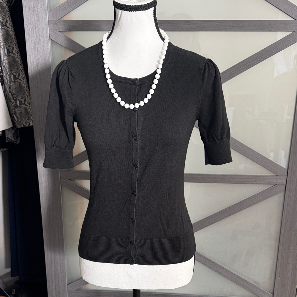 Halogen Black Button-Up Women's Sweater